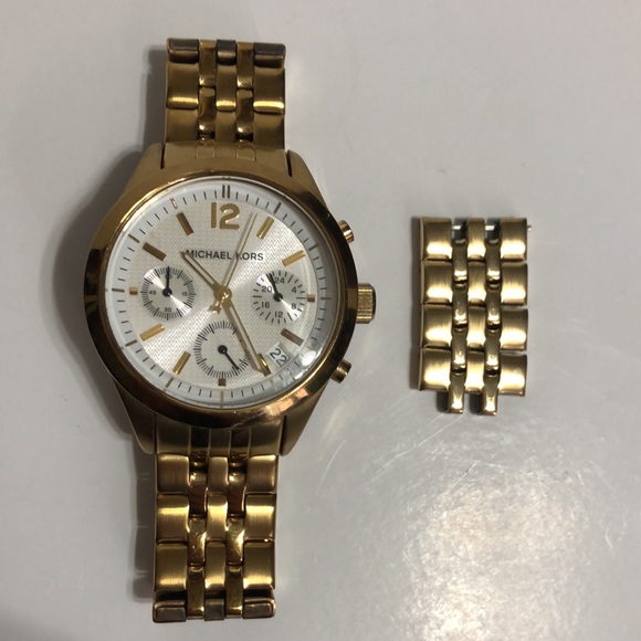 Michael Kors MK5192 Gold Tone Stainless Steel White Dial Chronograph Watch - Picture 2 of 5